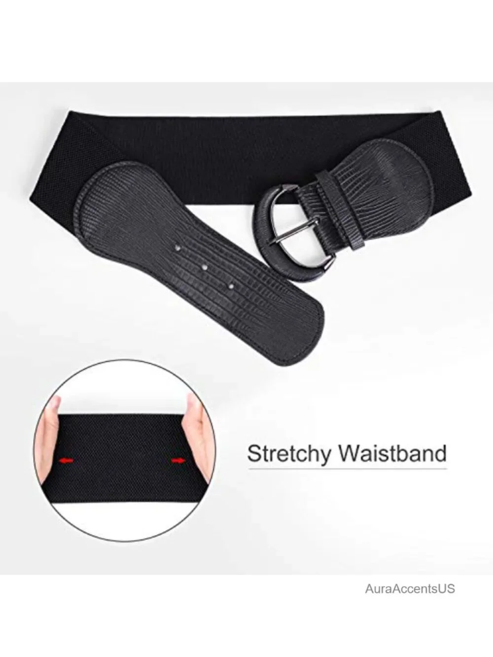 3 Pack Women Stretchy Wide Waist Belt Faux Leather Vintage Elastic